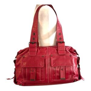FRANCESCO BIASIA red leather motorcycle bag, made in Italy